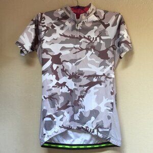 Aogda Womens Medium Camouflage Zip Up Cycling Jersey Shirt Short Sleeve Beige